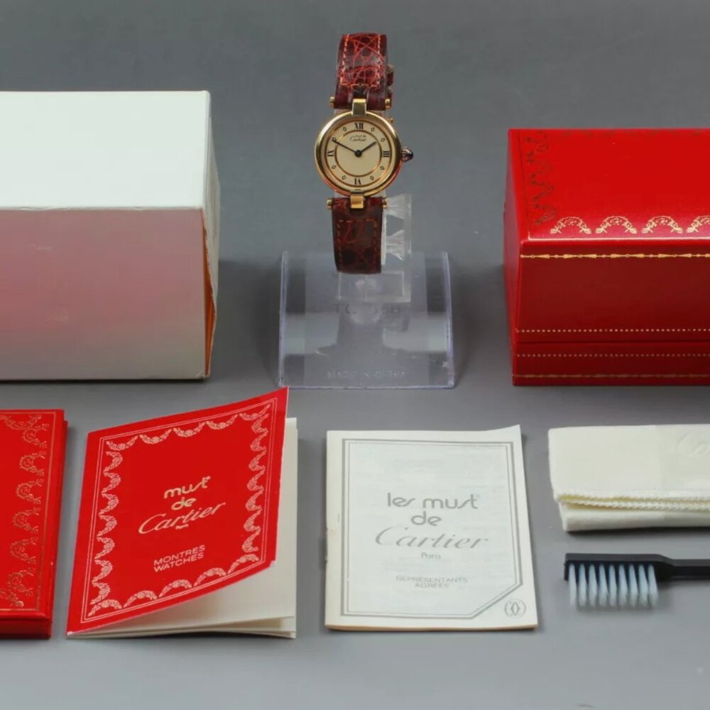 Cartier Ladies Vermeille Must See Mint Condition Watch w/ Box